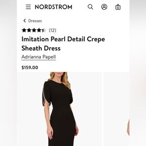 Adrianna Papell Black Crepe Sheath Dress size 8